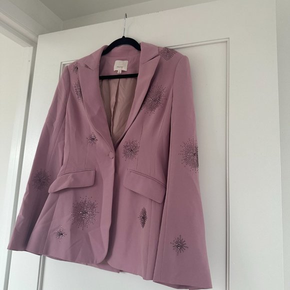 Cinq à Sept Cheyenne Crepe Blazer Jacket Staburst Rhinestone Embellishment Mauve - Picture 6 of 11